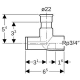 Geberit Mapress Edelstahl Anschlusswinkel 90° abgesetzt