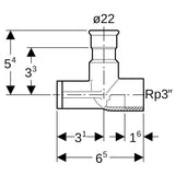 Geberit Mapress Edelstahl Anschlusswinkel 90° abgesetzt