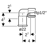 MAPRESS C-Stahl Übergangswinkel 90° Pressmuffe auf Innengewinde zylindrisch BSPT-Rp