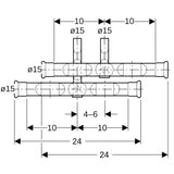 Geberit Mapress C-Stahl Set Anschluss-T-Stück für Vor- und Rücklauf für Heizung und Kühlung, Sockelleistensysteme, Stahl unlegiert, Form Abzweig, 90° Winkel, unbehandelt