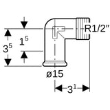 Geberit Mapress C-Stahl Übergangswinkel 90° mit Außengewinde: d=15mm, R=1/2″