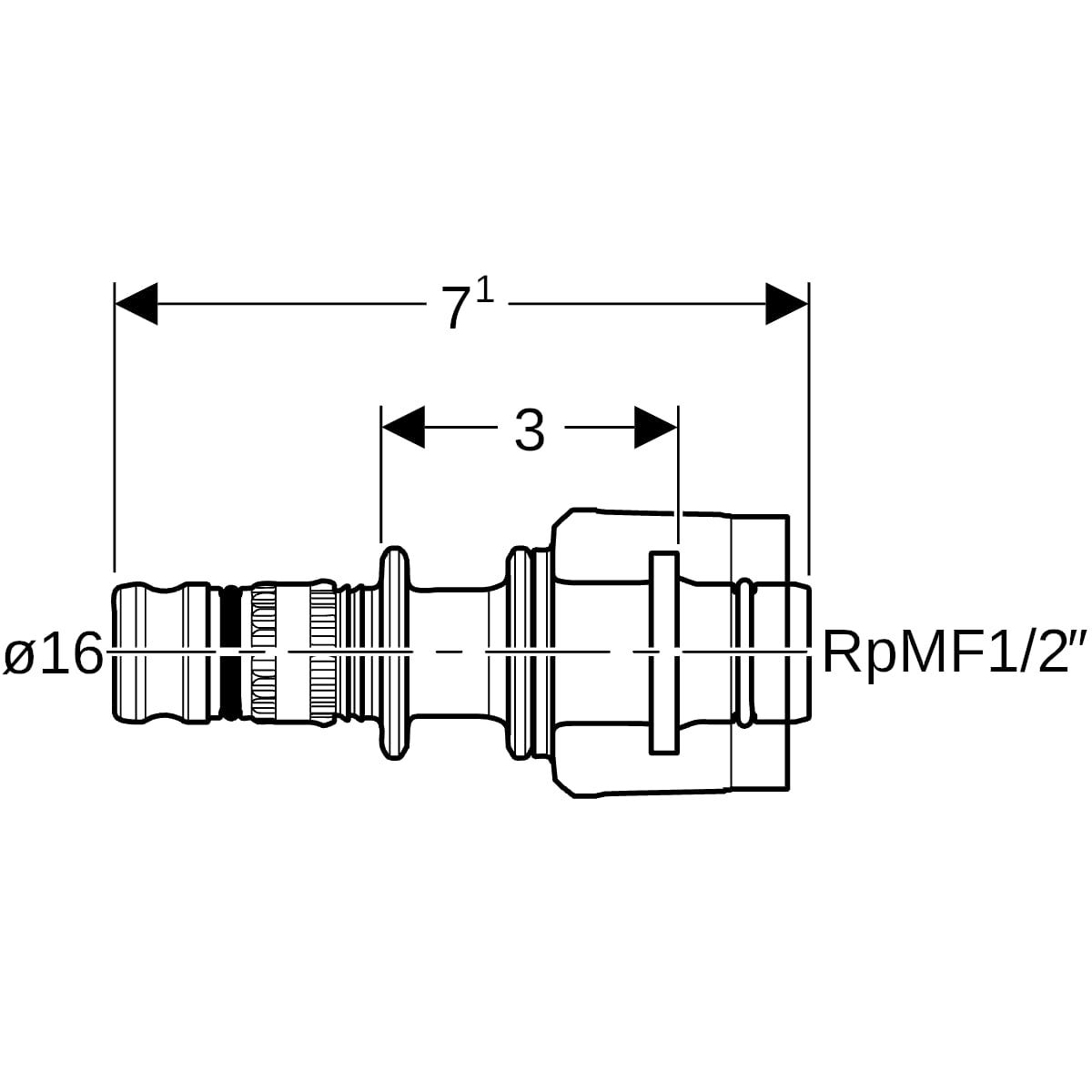 Geberit Mepla Übergang mit MasterFix: PVDF, RpMF=1/2″