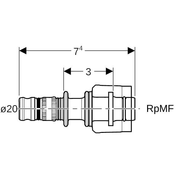 Geberit Mepla Übergang mit MasterFix: PVDF, RpMF=1/2″