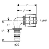 Geberit Mepla Übergangswinkel 90° mit MasterFix