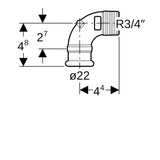Geberit Mapress Kupfer Übergangswinkel 90° mit Außengewinde: CC499K