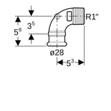 Geberit Mapress Kupfer Übergangswinkel 90° mit Außengewinde: CC499K