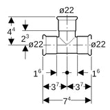 MAPRESS Edelstahl T-Stück, 90°-Pressmuffe (LABS-frei) (LABS-frei)