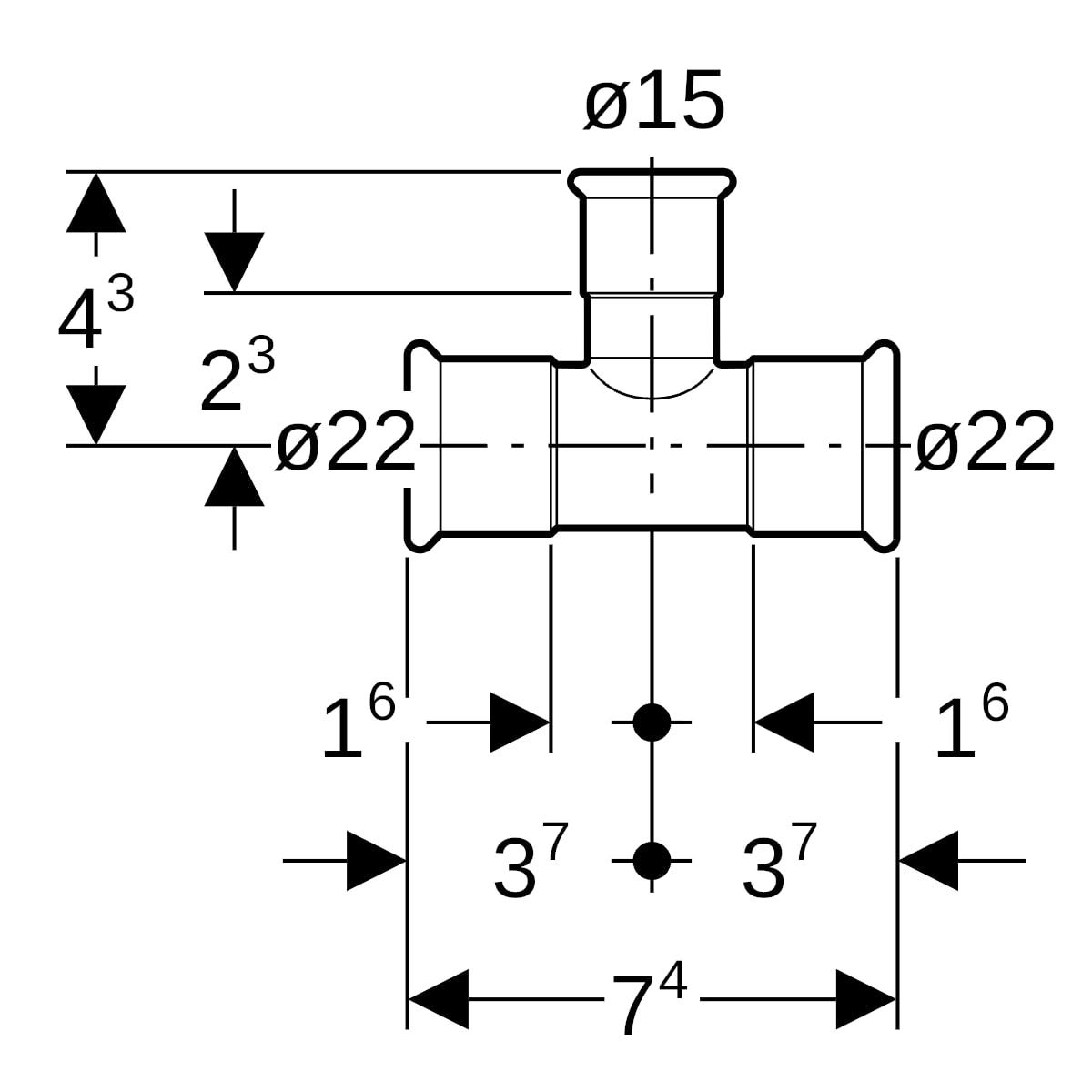 MAPRESS Edelstahl G Pressfitting T-Stück reduziert (Gas), 90°