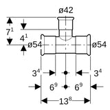MAPRESS Edelstahl G Pressfitting T-Stück reduziert (Gas), 90°