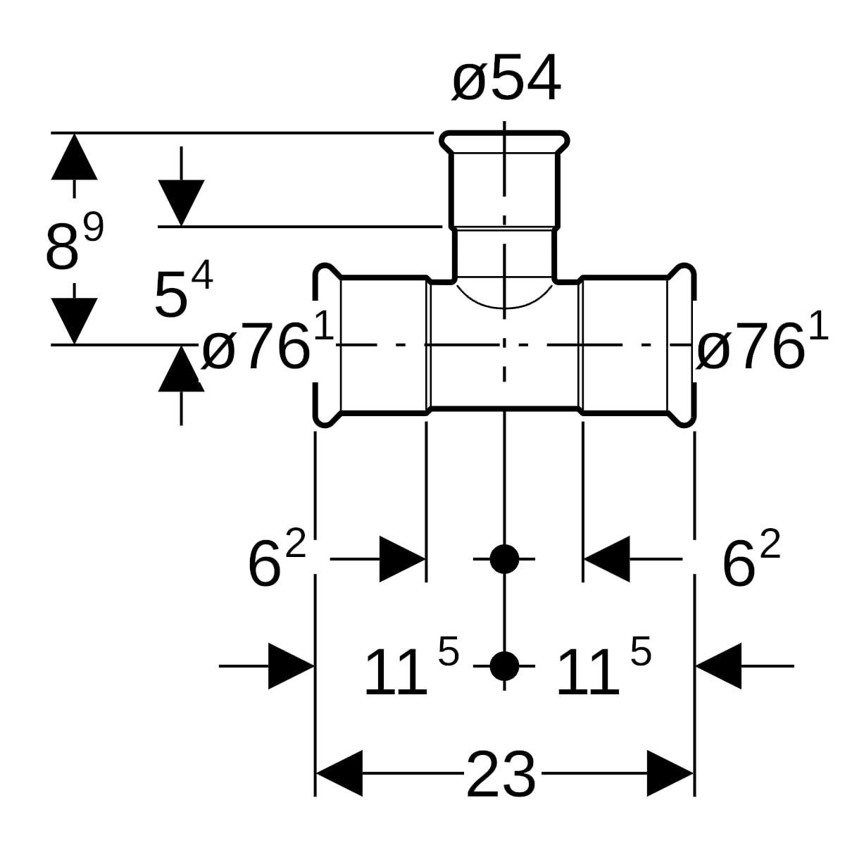 MAPRESS Edelstahl G Pressfitting T-Stück reduziert (Gas), 90°