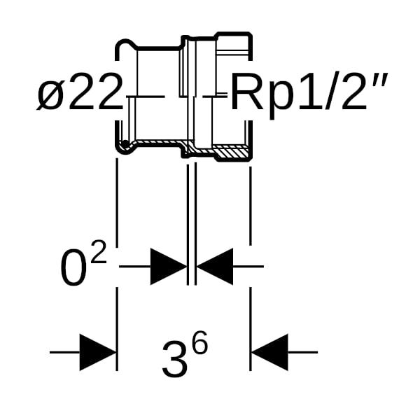 MAPRESS Edelstahl G Pressfitting Übergangsmuffe mit Pressmuffe und Innengewinde (Gas) zylindrisch BSPT-Rp