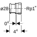 MAPRESS Edelstahl G Pressfitting Übergangsmuffe mit Pressmuffe und Innengewinde (Gas) zylindrisch BSPT-Rp