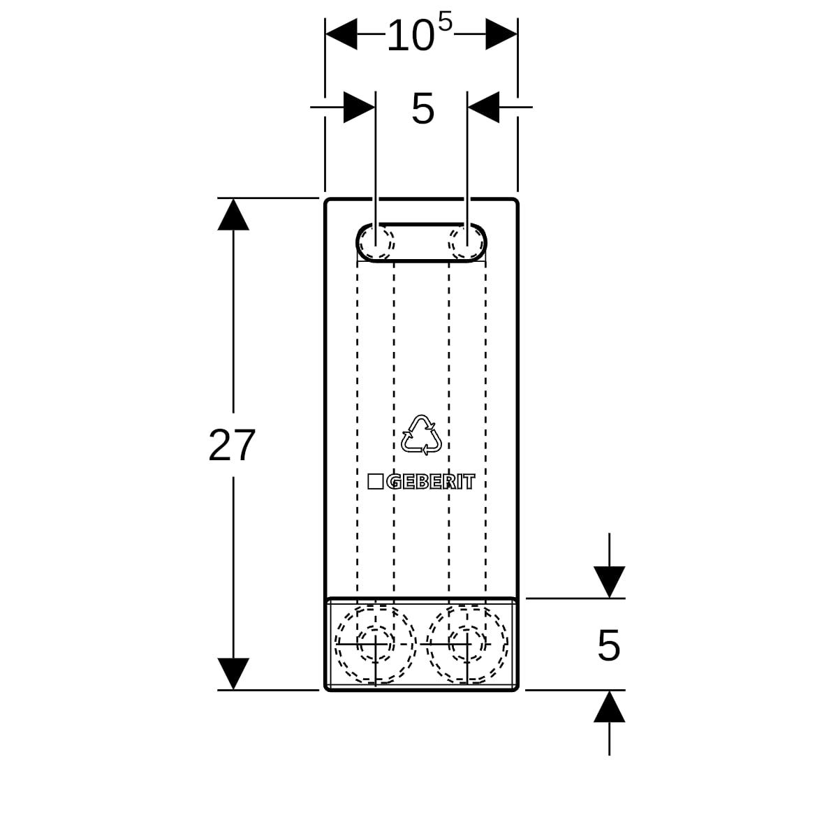 Geberit Mepla Anschlussbox Typ C: PE-RT II / Al / PE-RT II, d=16mm, AD=5cm
