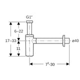 Geberit Tauchrohrgeruchsverschluss für Waschbecken, mit Ventilrosette, Abgang horizontal, PP, weiß-alpin