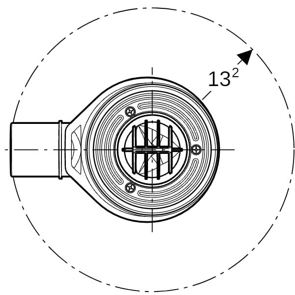 Geberit Duschwannenablauf d90, Sperrwasserhöhe 50 mm, Abgang aus PP: d=50mm, Anschlussstutzen=PP