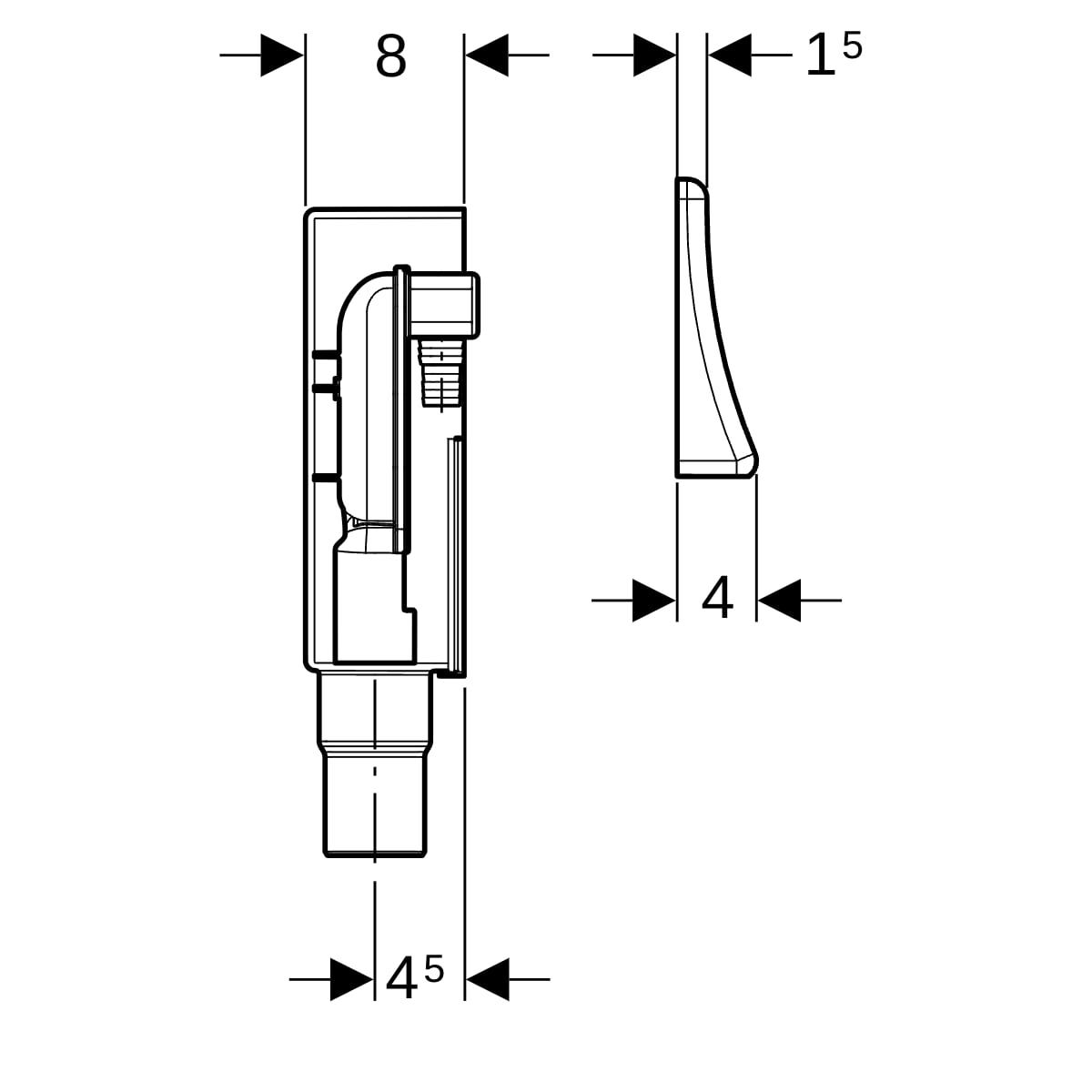 Geberit Set UP-Geruchsverschluss für Geräte, mit einem Anschluss, Wandeinbaukasten und Abdeckplatte: d=50–56mm