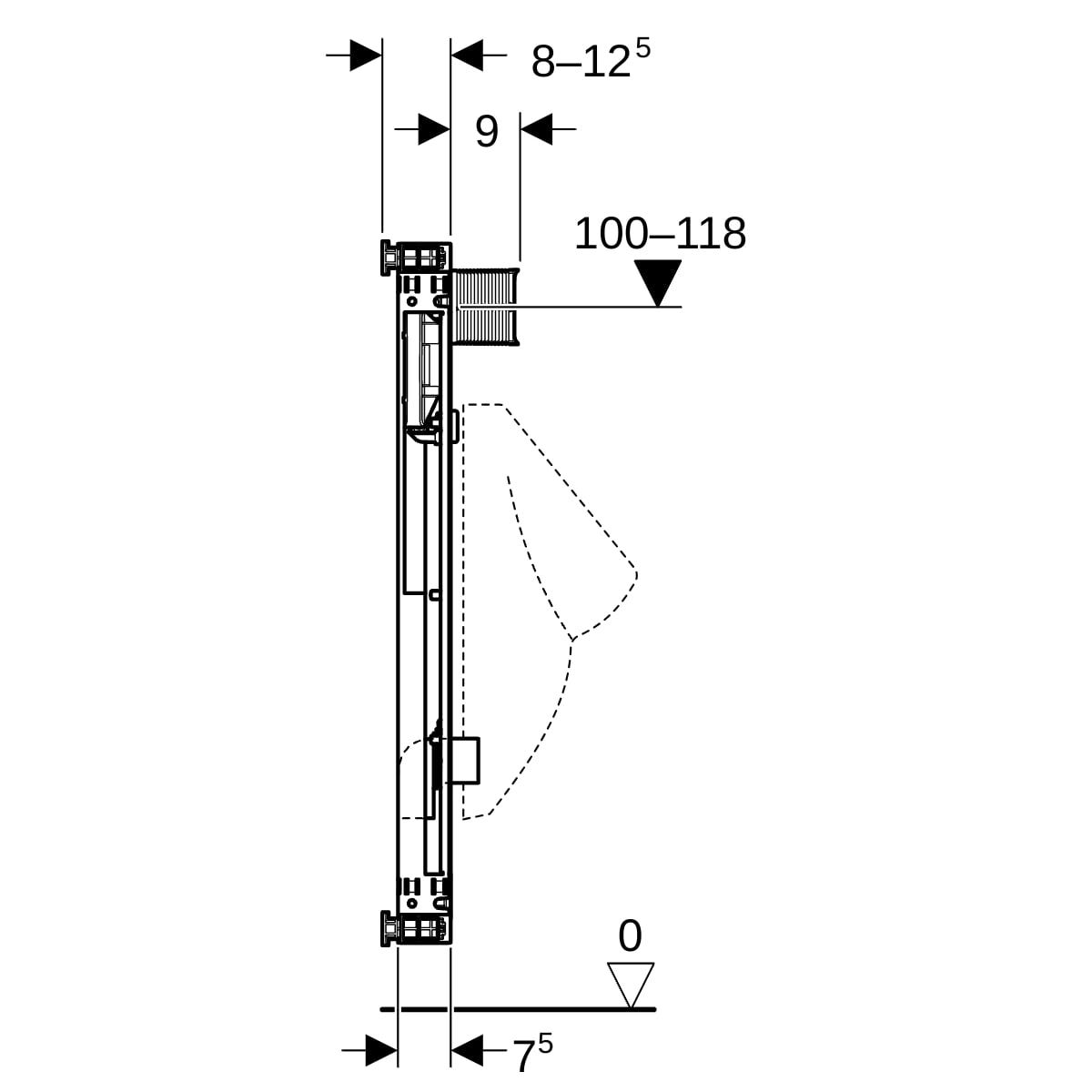 Geberit Kombifix Element für Urinal, 109–127 cm, universell