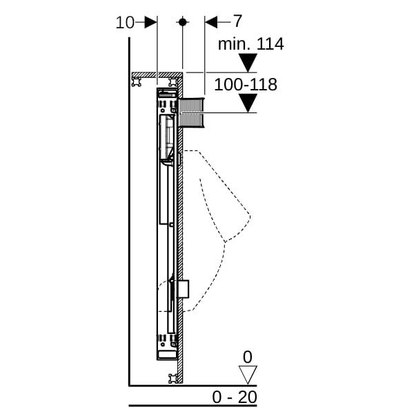 Geberit GIS Element für Urinal, 114 cm, universell