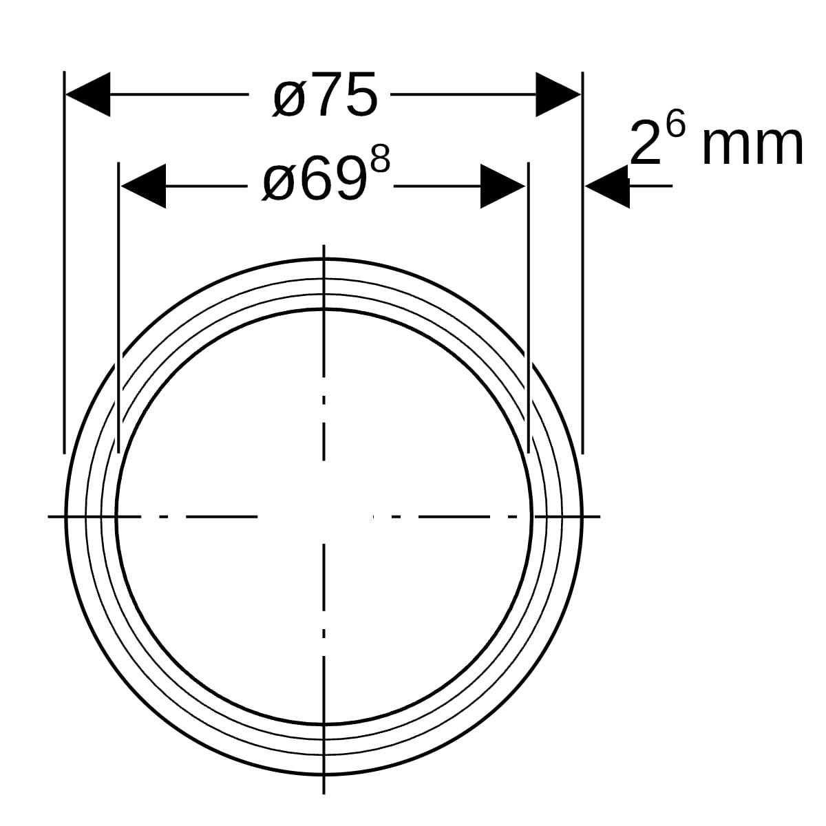 Geberit Silent-PP Rohr mit zwei Muffen: L=100cm