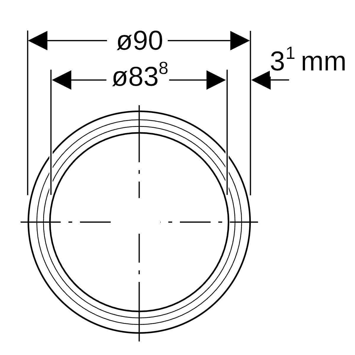 Geberit Silent-PP Rohr mit zwei Muffen: L=100cm