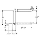 Geberit Tauchr.Ger-Vers. für WB, Abg. horiz. Raumsparmodell, d32, G 1 1/4, weiß-alpin