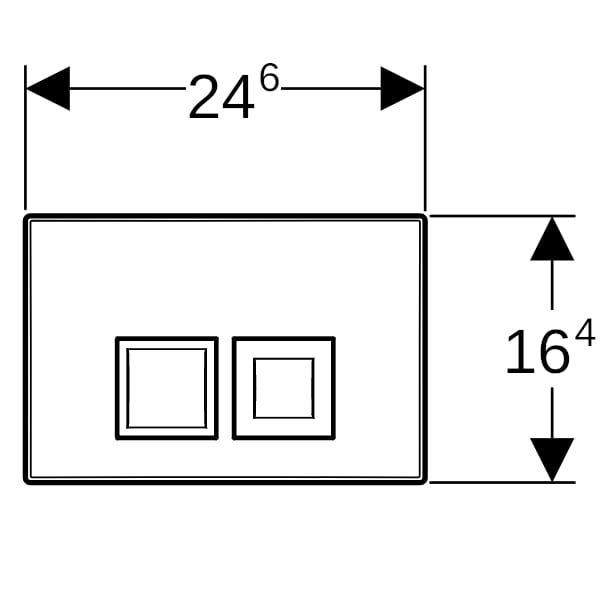 Geberit Delta25 (ex Delta35) Betätigungsplatte für 2-Mengen-Spülung, Square: weiß