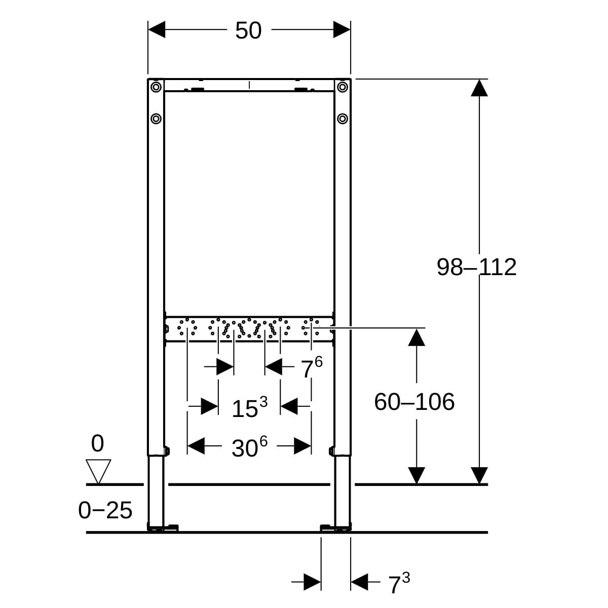 GE Duofix Element f. Dusche und BW 98-112 cm, Wandarmatur AP