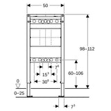GE Duofix Element f. Dusche und BW 98-112 cm, Wandarmatur AP
