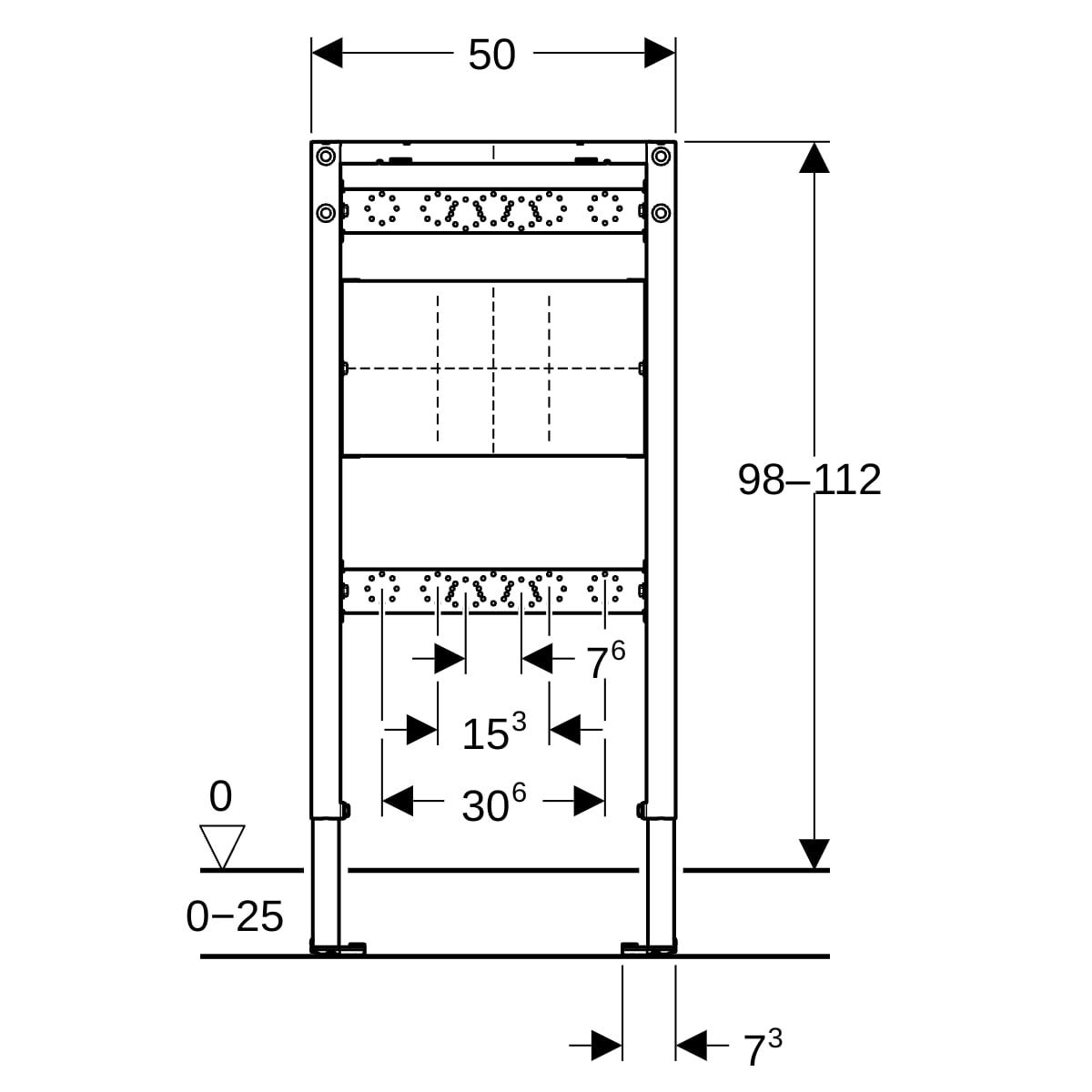 GE Duofix Element f. Dusche und BW 98-112 cm, Wandarmatur AP