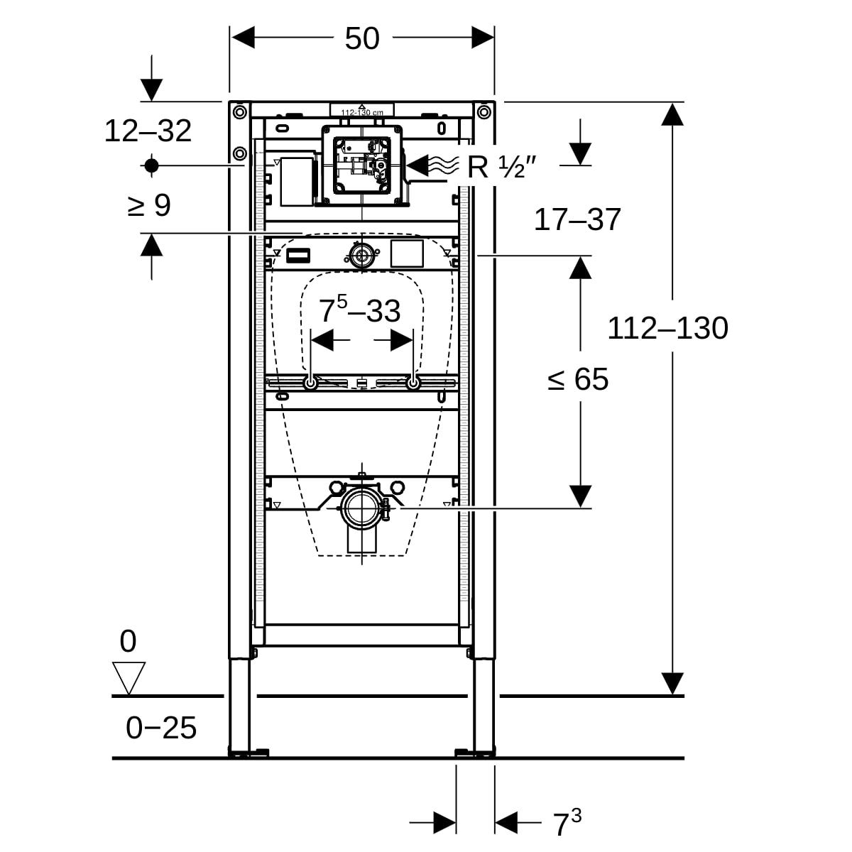 GE Duofix Element f. Urinal, 112-130 cm universell