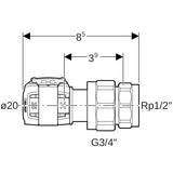 FlowFit Übergangsverschraubung gerade Pressmuffe auf Innengewinde zylindrisch BSPT-Rp (ISO 7-1 / EN 10226-1)