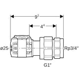 FlowFit Übergangsverschraubung gerade Pressmuffe auf Innengewinde zylindrisch BSPT-Rp (ISO 7-1 / EN 10226-1)