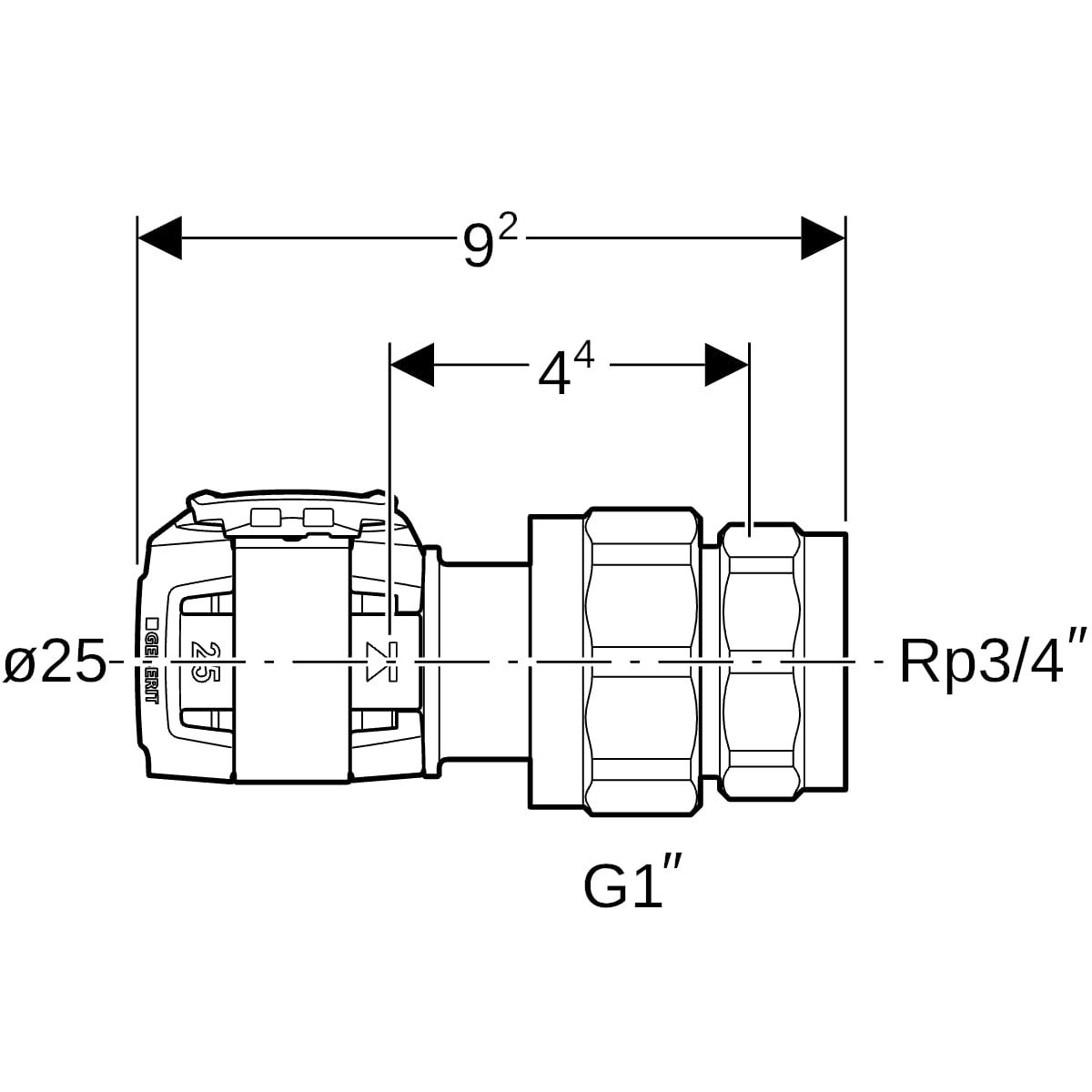 FlowFit Übergangsverschraubung gerade Pressmuffe auf Innengewinde zylindrisch BSPT-Rp (ISO 7-1 / EN 10226-1)