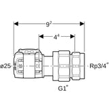 FlowFit Übergangsverschraubung gerade Pressmuffe auf Innengewinde zylindrisch BSPT-Rp (ISO 7-1 / EN 10226-1)