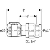 FlowFit Übergangsverschraubung gerade Pressmuffe auf Innengewinde zylindrisch BSPT-Rp (ISO 7-1 / EN 10226-1)