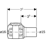 Geberit FlowFit Übergang auf Geberit Mapress mit Einschubende, Werkstoff Edelstahl CrNiMo-Stahl 1.4401 (DIN EN 10088)
