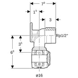 Geberit FlowFit Anschlusswinkel 90° aus Bleifreiem Rotguss (CuSn4Zn2PS)