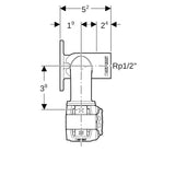 Geberit FlowFit Doppelanschlusswinkel 90° aus bleifreiem Rotguss