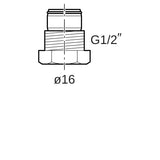 Geberit FlowFit Anschlussverschraubung mit Außengewinde: Werkstoff=Messing CW617N, d=16mm, G=1/2″, vernickelt