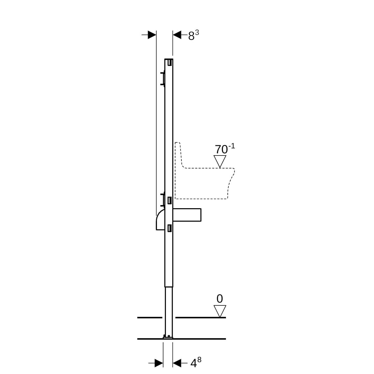 Geberit Duofix Element für Ausgussbecken, 130 cm, Wandarmatur AP