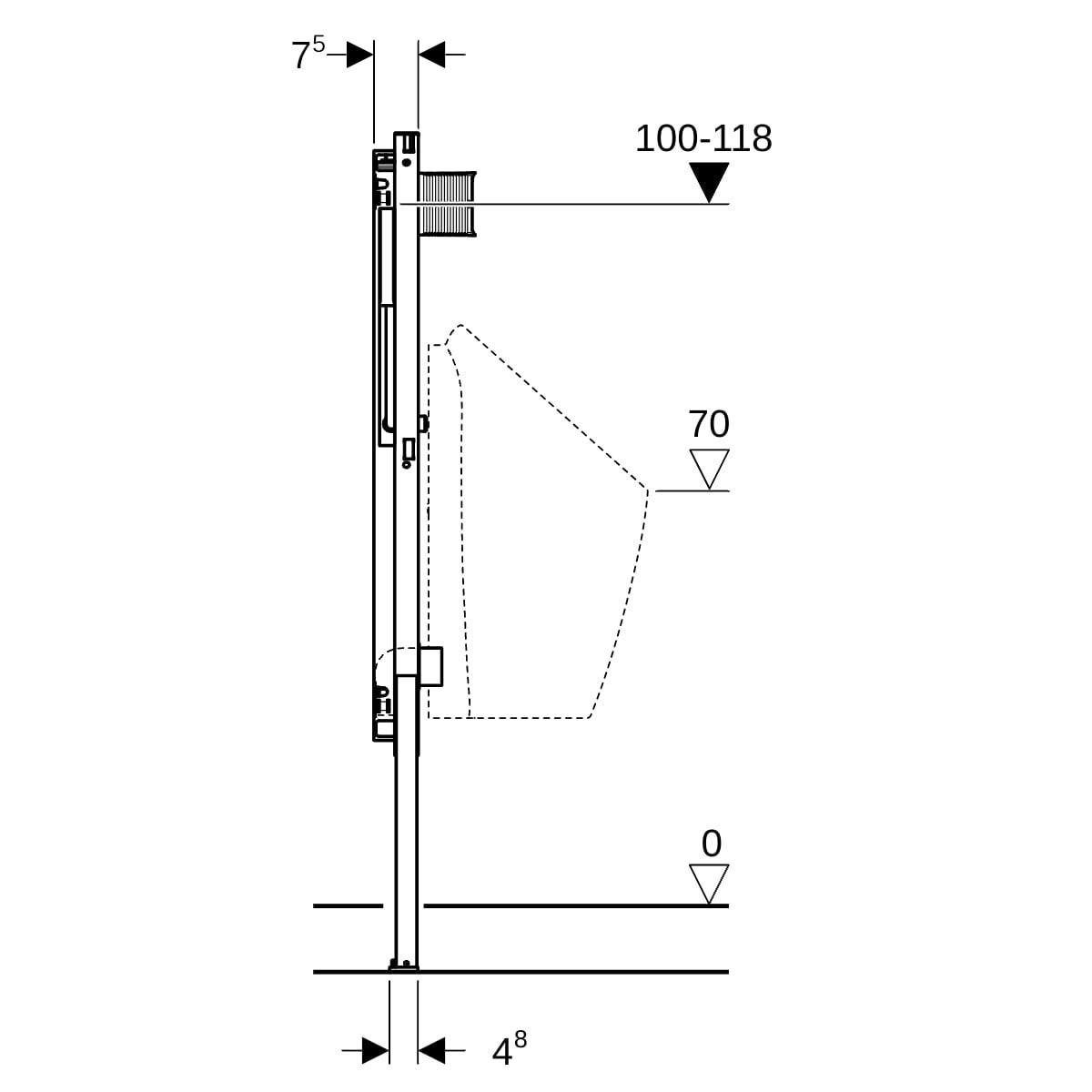 Geberit Duofix Element Urinal 112-130 cm Universal für Sprühkopf