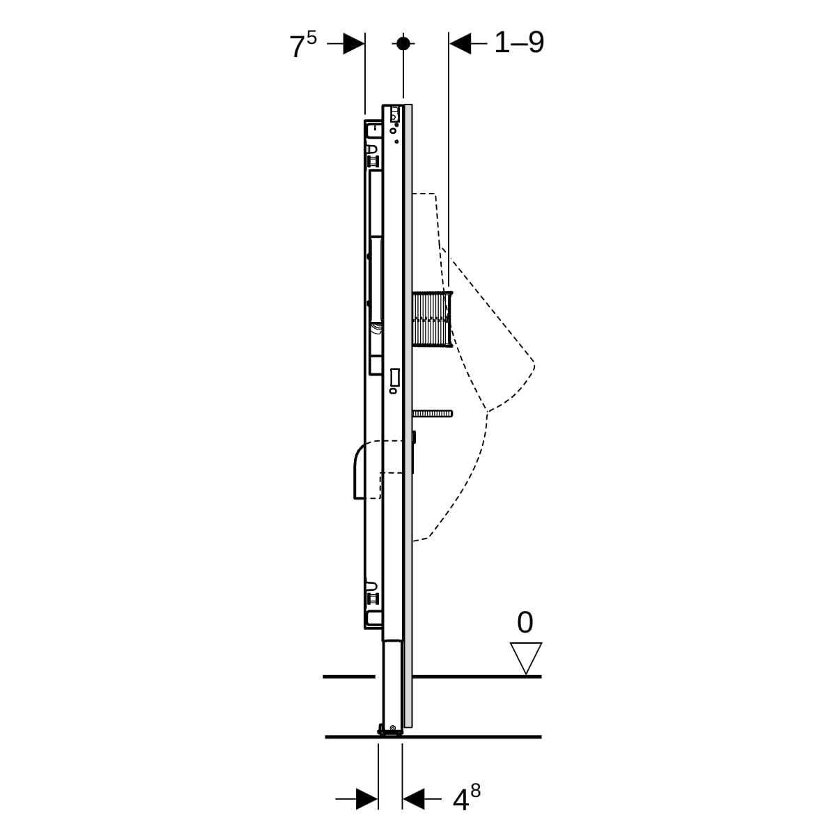 GE Duofix Element f. Urinal, 112-130 cm universell