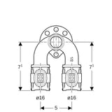 Geberit FlowFit Doppelanschlusswinkel 90° aus bleifreiem Rotguss