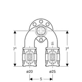 Geberit FlowFit Doppelanschlusswinkel 90° aus bleifreiem Rotguss