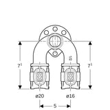 Geberit FlowFit Doppelanschlusswinkel 90° aus bleifreiem Rotguss