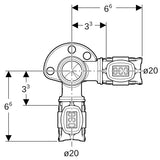 FlowFit Eckanschlusswinkel 90 20mm auf 1/2 Zoll, Pressmuffe