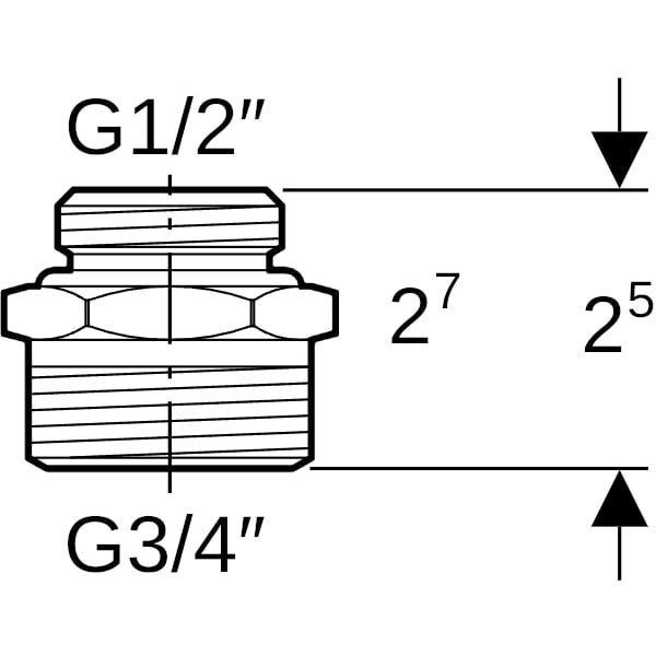 Geberit Übergang Eurokonus, mit Außengewinde: CW617N, G=3/4″, G1=1/2″