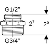 Geberit Übergang Eurokonus, mit Außengewinde: CW617N, G=3/4″, G1=1/2″