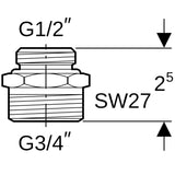 Geberit Übergang Eurokonus, mit Außengewinde: CW617N, G=3/4″, G1=1/2″