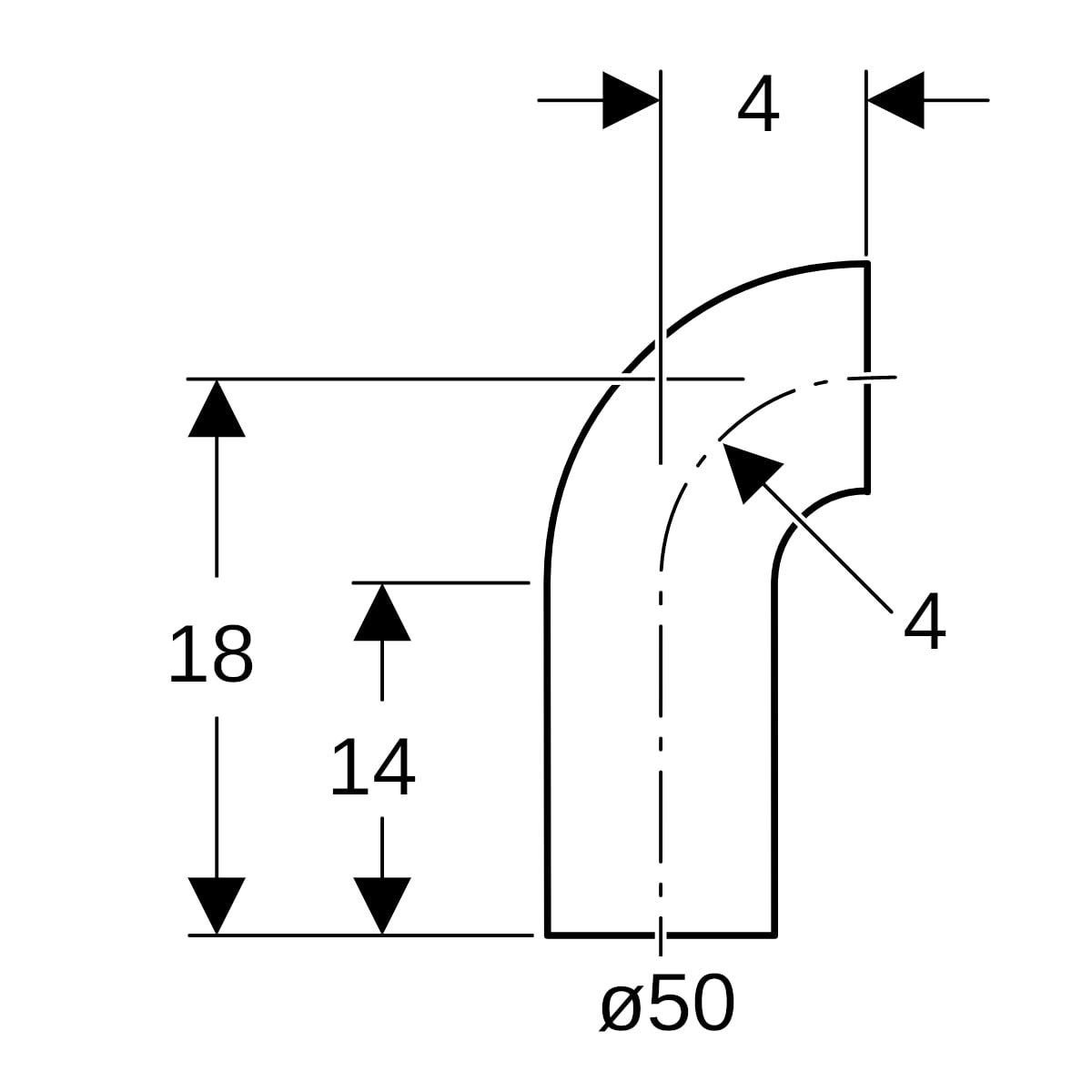Geberit PE Bogen mit langem Schenkel: 90°
